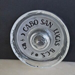 Cabo San Lucas Ash Tray B.C.S. Mexico Clear Glass Novelty Souvenir Ashtray